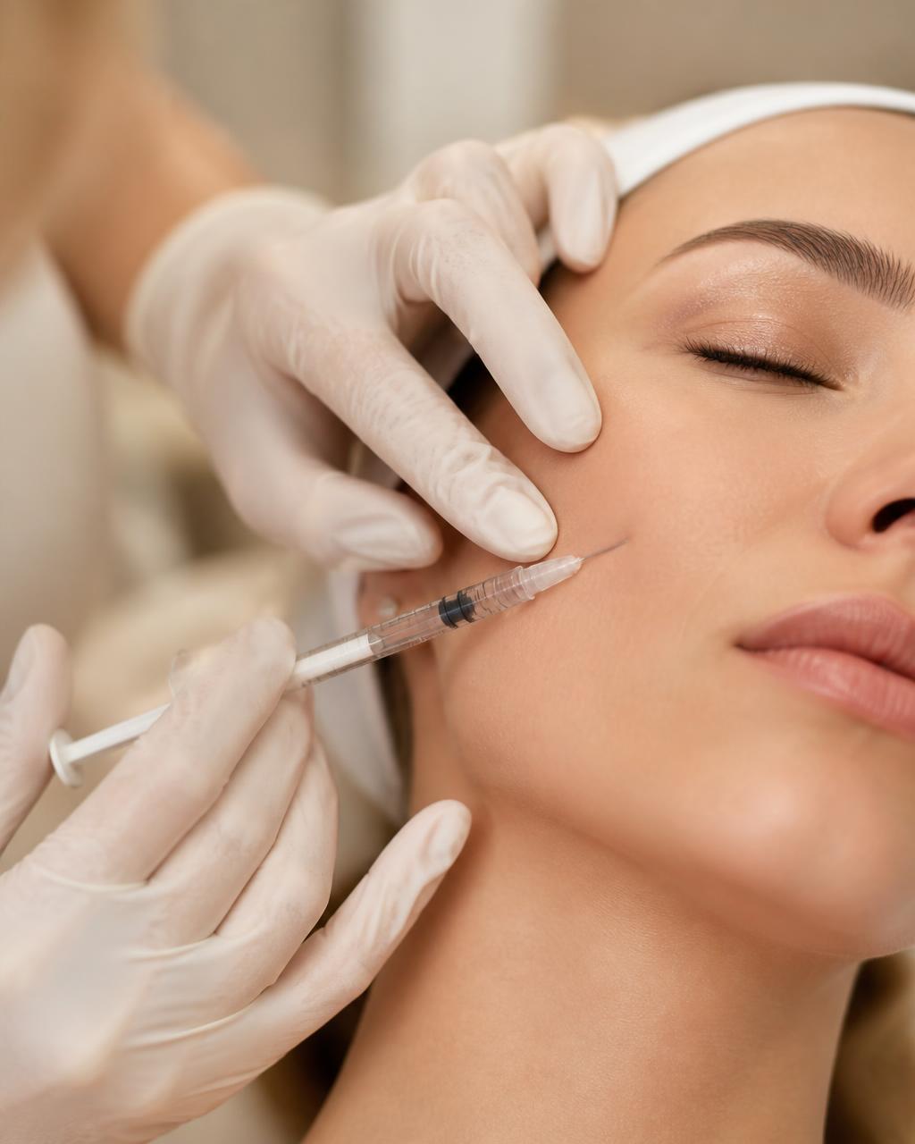 Procedimento estético facial conduzido com precisão